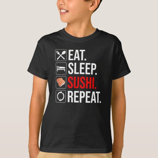 Eat. Sleep. Sushi. Repeat T-shirt (Voorkant)