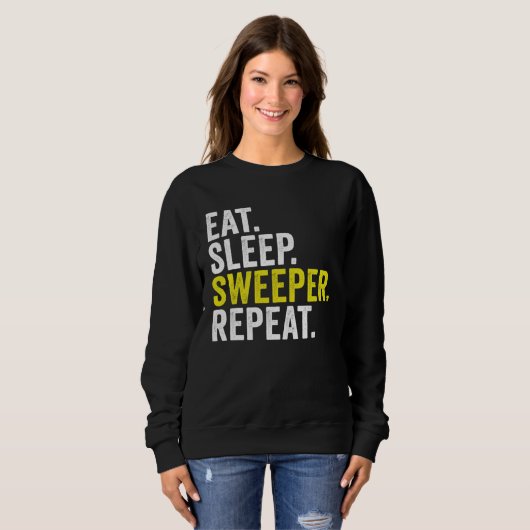 Eat Sleep Sweeper Repeat Cricket Trui (Voorkant volledig)