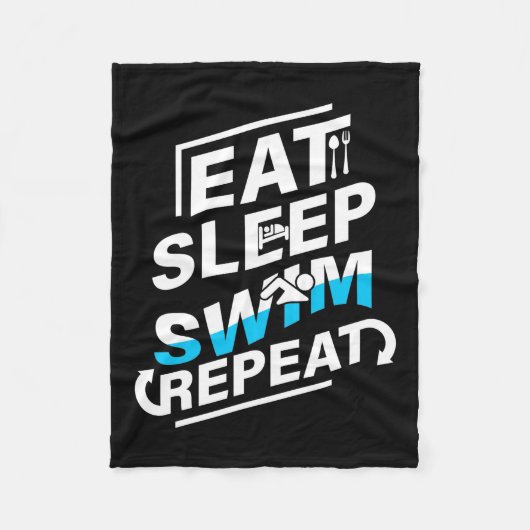 Eat Sleep Swim Fleece Deken (Voorkant)