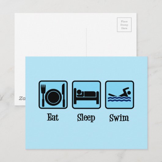 Eat Sleep Swim Funny Swimmer Briefkaart (Voorkant / Achterkant)