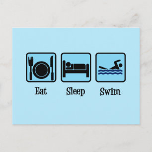 Eat Sleep Swim Funny Swimmer Briefkaart
