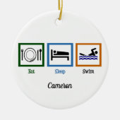 Eat Sleep Swim Funny Swimmer Kerstmis Keramisch Ornament (Voorkant)
