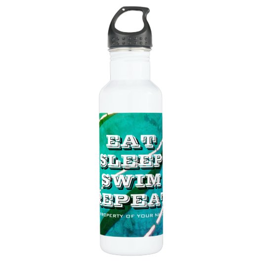 Eat Sleep Swim Herhaal  zwembad foto Waterfles (Voorkant)