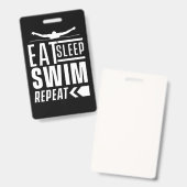 Eat Sleep Swim Herhalen Badge (Voor- en achterkant)