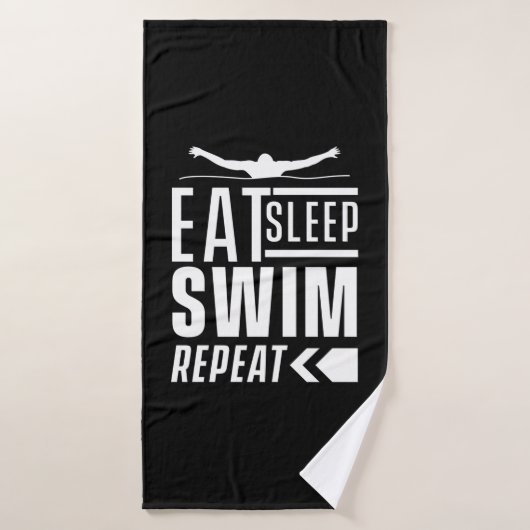 Eat Sleep Swim Herhalen Badhanddoek (Badhanddoek)