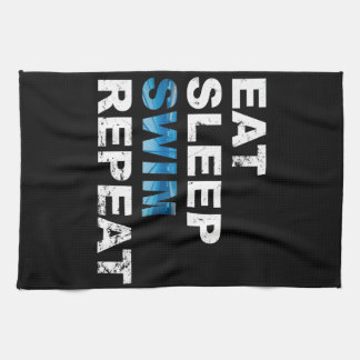 Eat Sleep Swim Herhalen - Funny Gift for Swimmer Theedoek
