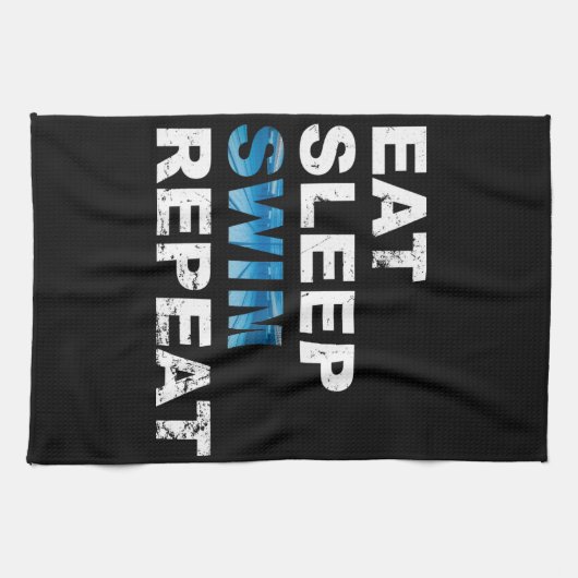 Eat Sleep Swim Herhalen - Funny Gift for Swimmer Theedoek (Horizontaal)