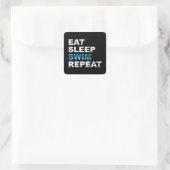 Eat Sleep Swim Herhalen - Funny Gift for Swimmer Vierkante Sticker (Tas)