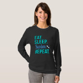 Eat Sleep Swim Herhalen Funny Swimmer zwemmer Coac T-shirt (Voorkant volledig)