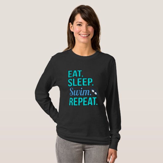 Eat Sleep Swim Herhalen Funny Swimmer zwemmer Coac T-shirt (Voorkant volledig)