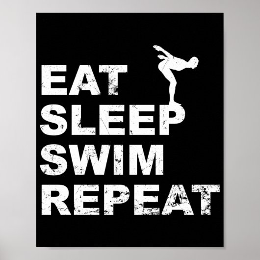 Eat Sleep Swim Herhalen - Grappig citaat voor zwem Poster (Voorkant)