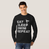 Eat Sleep Swim Herhalen - Grappig citaat voor zwem T-shirt (Voorkant volledig)
