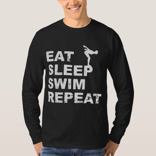 Eat Sleep Swim Herhalen - Grappig citaat voor zwem T-shirt (Voorkant)