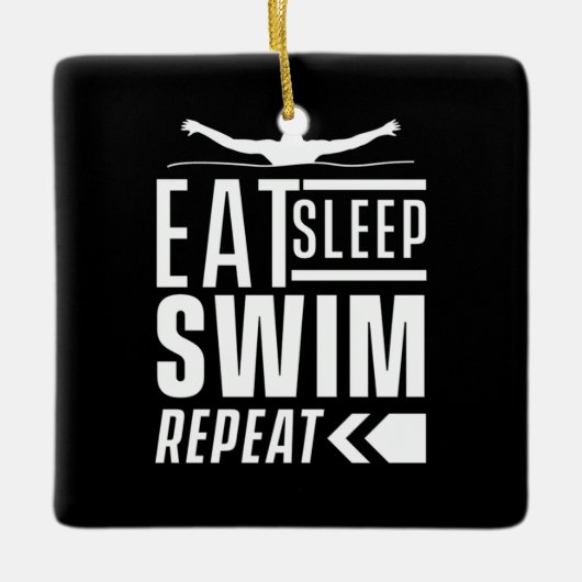 Eat Sleep Swim Herhalen Keramisch Ornament (Voorkant)