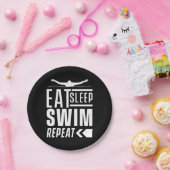 Eat Sleep Swim Herhalen Papieren Bordje (Feest)