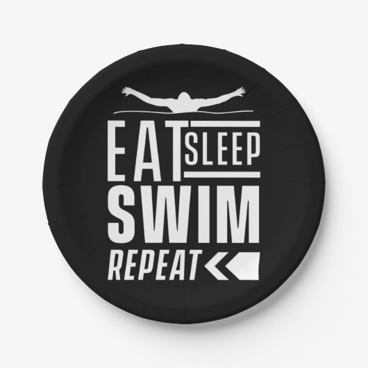 Eat Sleep Swim Herhalen Papieren Bordje (Voorkant)