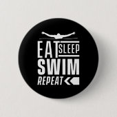 Eat Sleep Swim Herhalen Ronde Button 5,7 Cm (Voorkant)