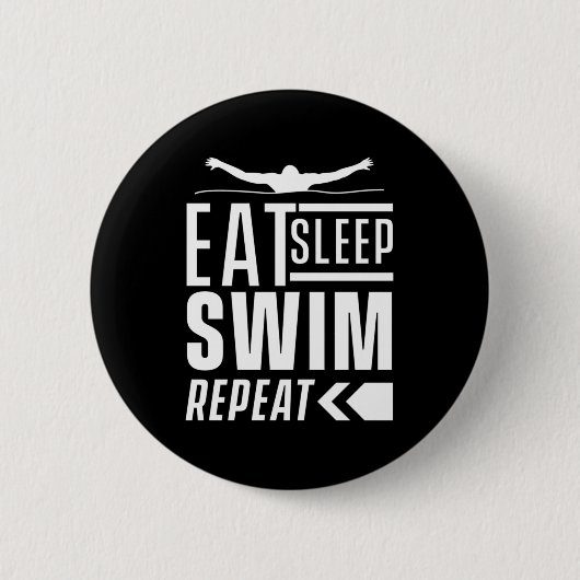 Eat Sleep Swim Herhalen Ronde Button 5,7 Cm (Voorkant)