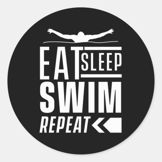 Eat Sleep Swim Herhalen Ronde Sticker (Voorkant)
