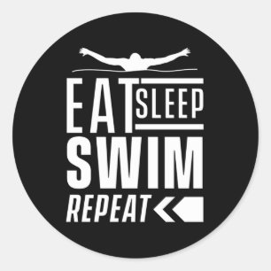 Eat Sleep Swim Herhalen Ronde Sticker