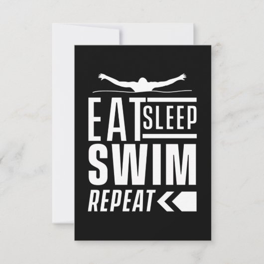 Eat Sleep Swim Herhalen RSVP Kaartje (Voorkant)