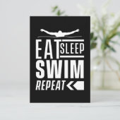 Eat Sleep Swim Herhalen RSVP Kaartje (Staand voorkant)