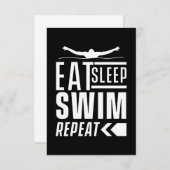 Eat Sleep Swim Herhalen RSVP Kaartje (Voorkant / Achterkant)