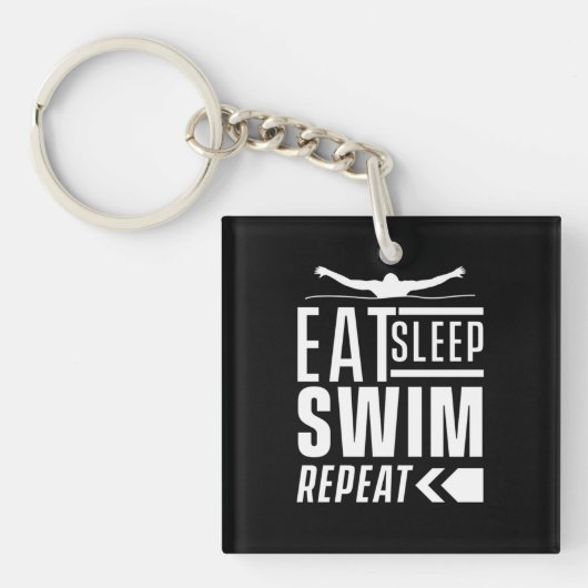 Eat Sleep Swim Herhalen Sleutelhanger (Voorkant)