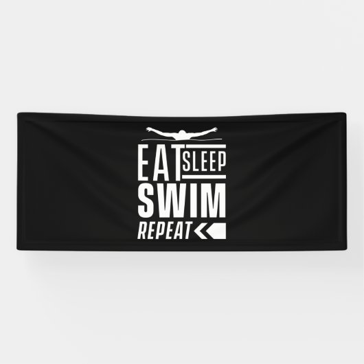 Eat Sleep Swim Herhalen Spandoek (Horizontaal)