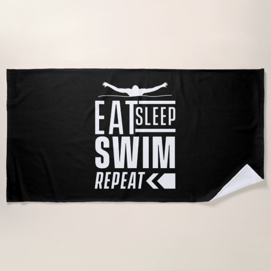 Eat Sleep Swim Herhalen Strandlaken (Voorkant)