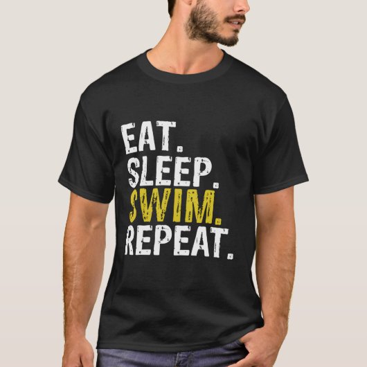 Eat Sleep Swim Herhalen T-shirt (Voorkant)