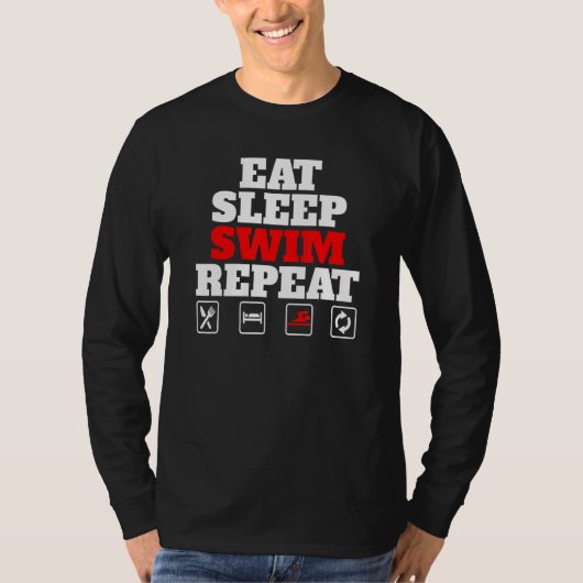 Eat Sleep Swim Herhalen T-shirt (Voorkant)