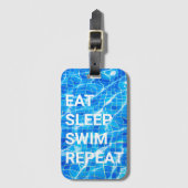 Eat Sleep Swim Herhalen zwembad Aquatisch Bagagelabel (Voorkant (verticaal))