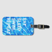 Eat Sleep Swim Herhalen zwembad Aquatisch Bagagelabel (Voorkant (horizontaal))