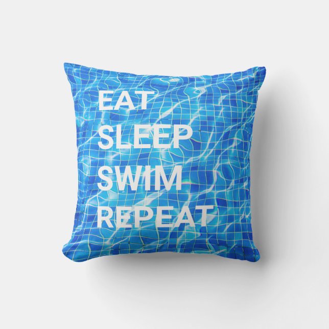 Eat Sleep Swim Herhalen zwembad Aquatisch Buitenkussen (Voorkant)