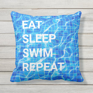 Eat Sleep Swim Herhalen zwembad Aquatisch Buitenkussen
