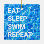 Eat Sleep Swim Herhalen zwembad Aquatisch Keramisch Ornament (Achterkant)