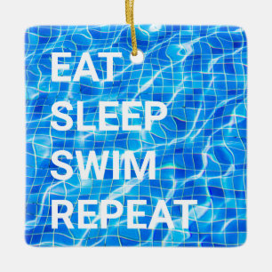 Eat Sleep Swim Herhalen zwembad Aquatisch Keramisch Ornament