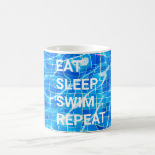 Eat Sleep Swim Herhalen zwembad Aquatisch Koffiemok