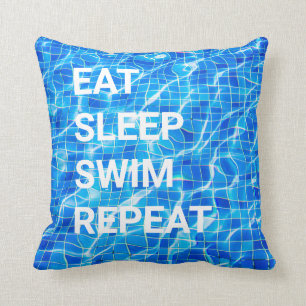 Eat Sleep Swim Herhalen zwembad Aquatisch Kussen