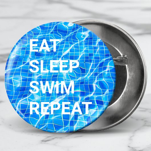 Eat Sleep Swim Herhalen zwembad Aquatisch Ronde Button 5,7 Cm