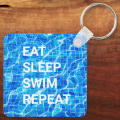 Eat Sleep Swim Herhalen zwembad Aquatisch Sleutelhanger (Achterkant)