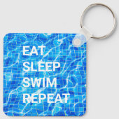 Eat Sleep Swim Herhalen zwembad Aquatisch Sleutelhanger (Achterkant)