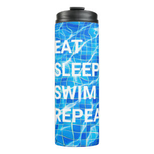 Eat Sleep Swim Herhalen zwembad Aquatisch Thermosbeker