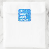 Eat Sleep Swim Herhalen zwembad Aquatisch Vierkante Sticker (Tas)