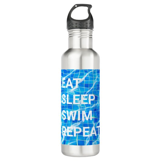 Eat Sleep Swim Herhalen zwembad Aquatisch Waterfles (Voorkant)