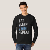 Eat Sleep Swim Herhalen zwemmer T-shirt (Voorkant volledig)