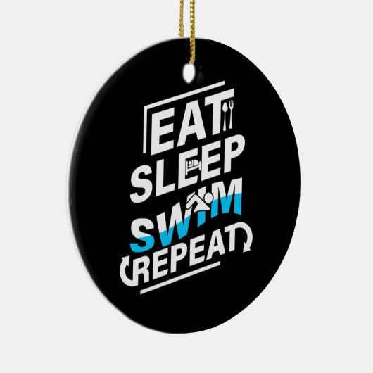 Eat Sleep Swim Keramisch Ornament (Rechts)