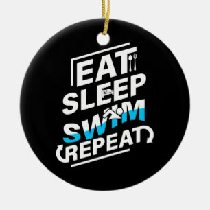 Eat Sleep Swim Keramisch Ornament