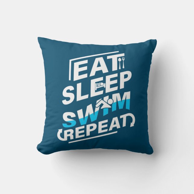 Eat Sleep Swim Kussen (Voorkant)